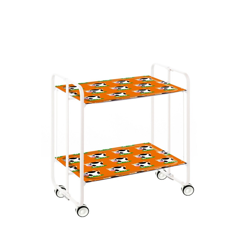 Carrito auxiliar con ruedas bauhaus armazón metálico blanco, 2 bandejas
