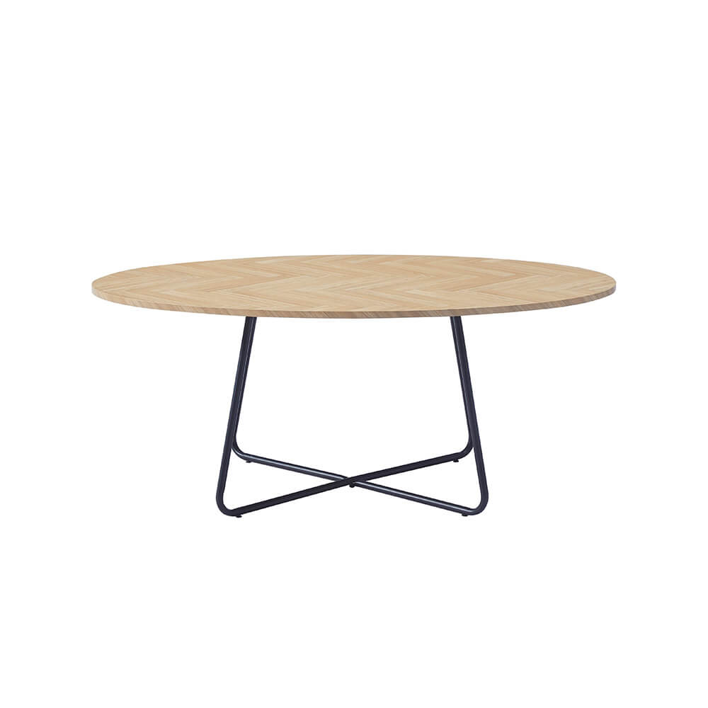Mesa de centro oval novaris - 110 x 66 cm roble espina de pescado