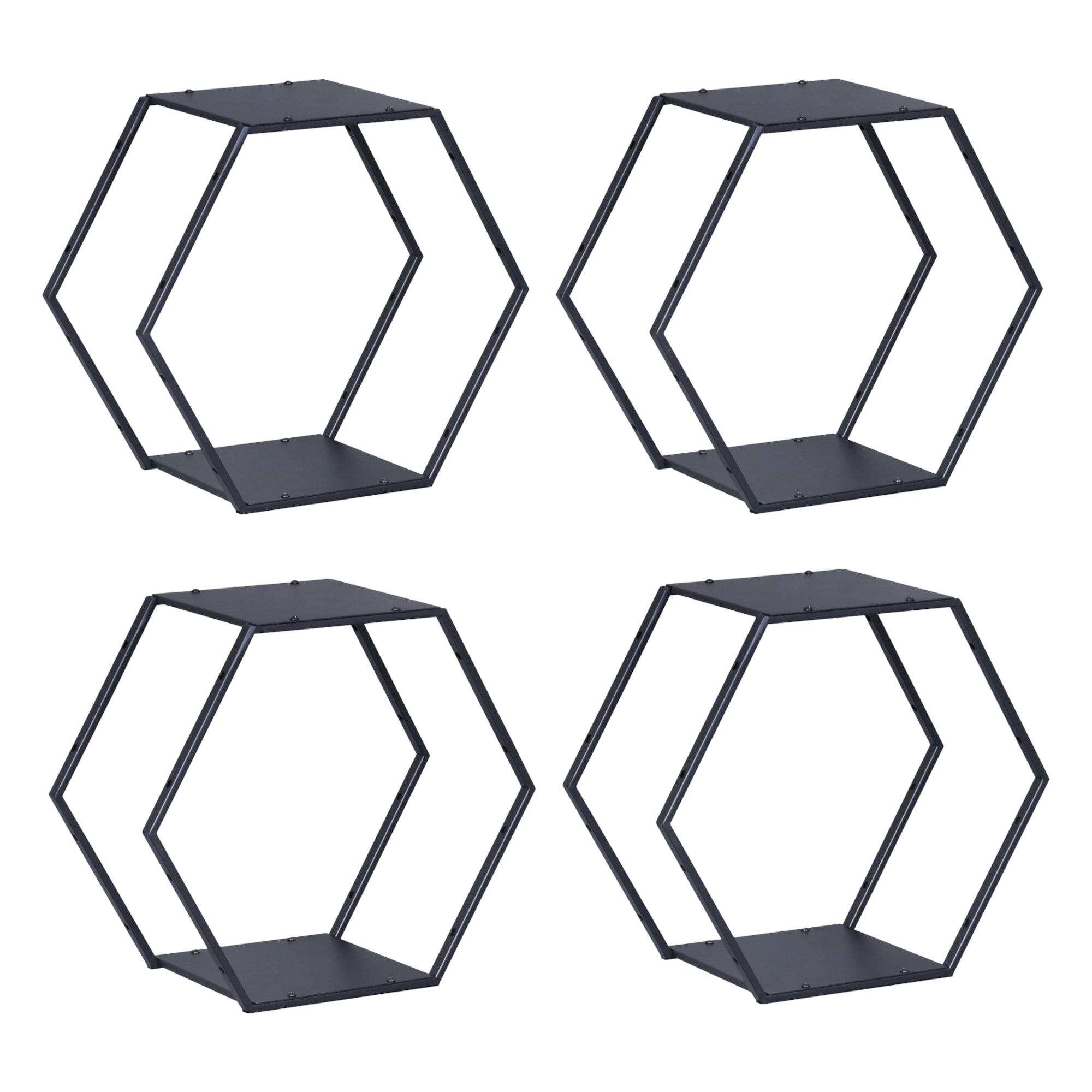 Juego de 4 estantes de pared de acero negro