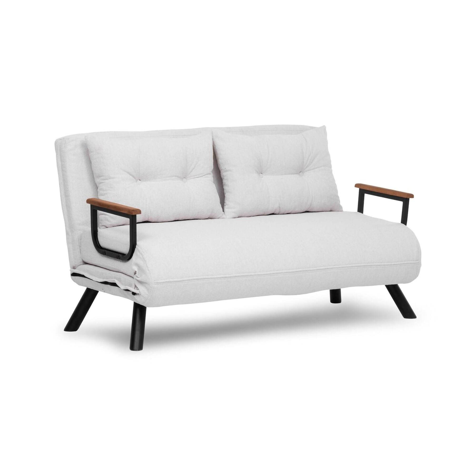 Sofá cama 2 plazas calvin, reclinable, tela blanca 133x78 cm