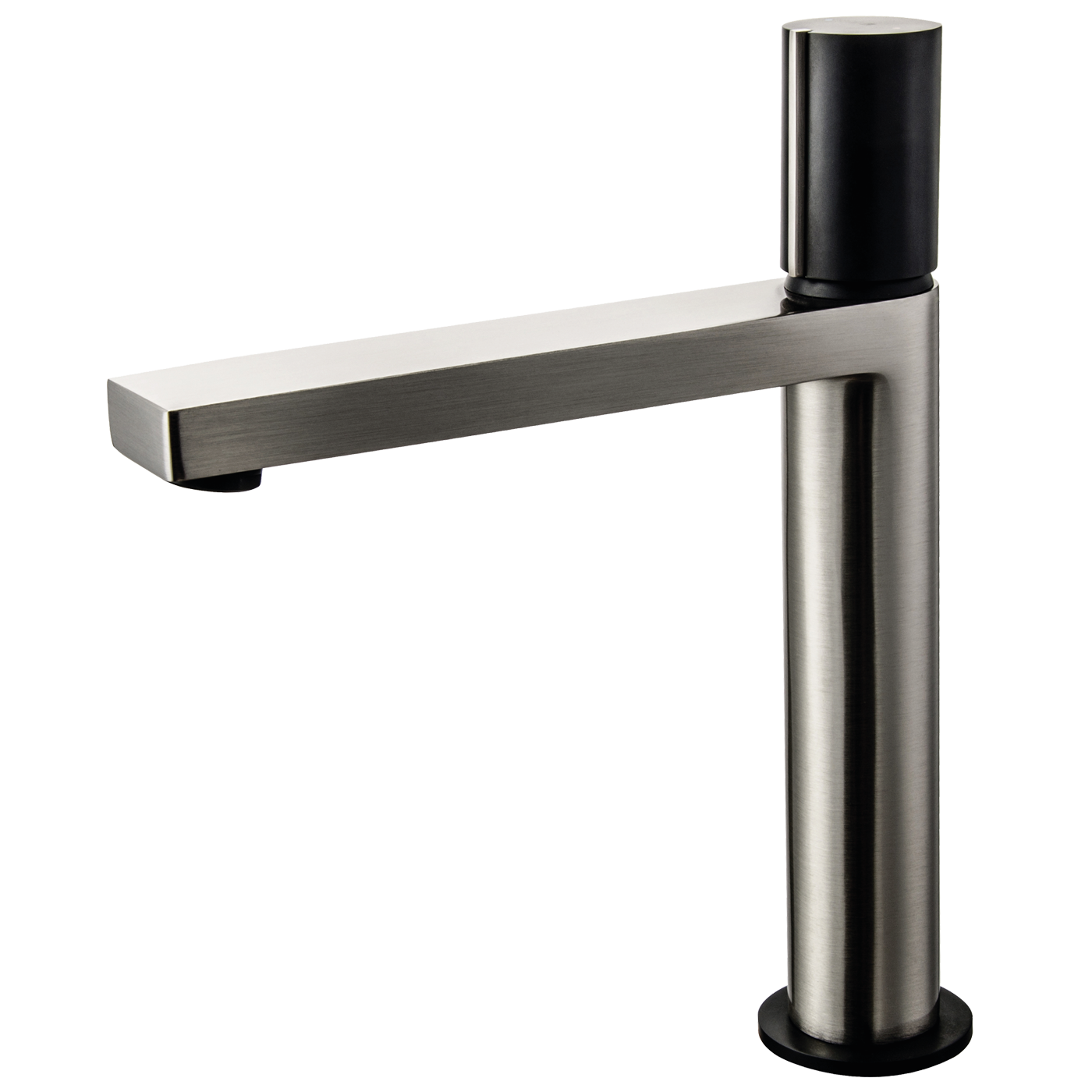 Mezclador alto de lavabo exil en acero inoxidable y negro