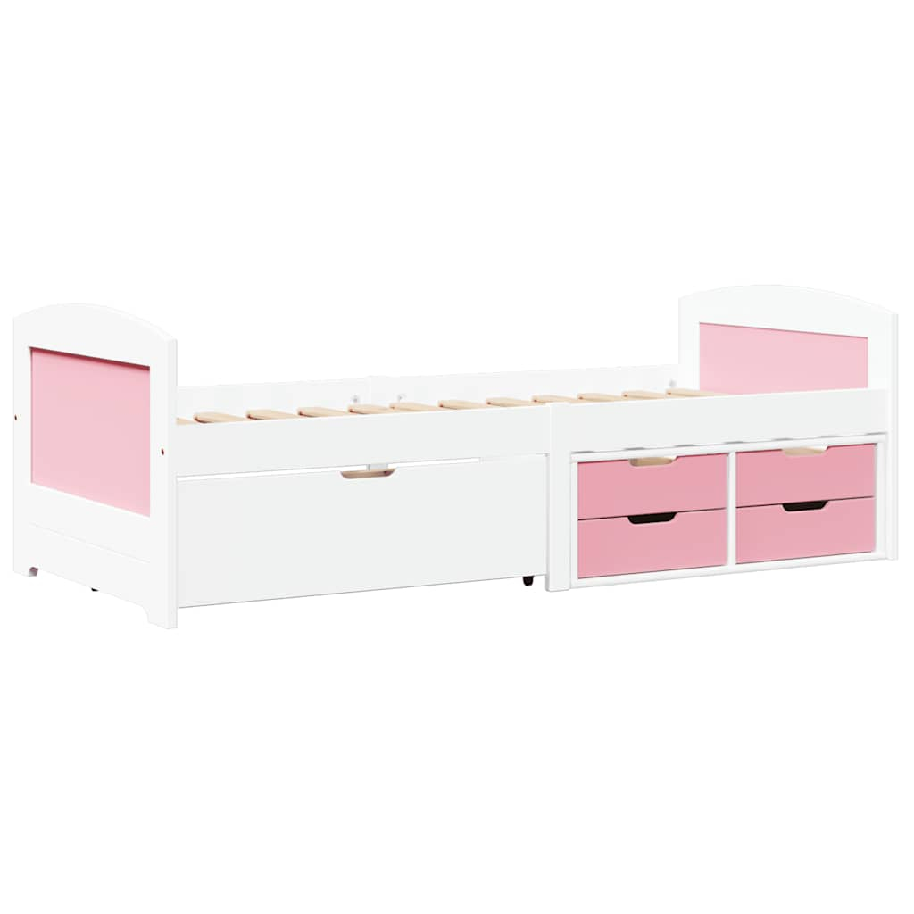 vidaXL diván con 5 cajones sin colchón irun blanco&rosa 90x200 cm