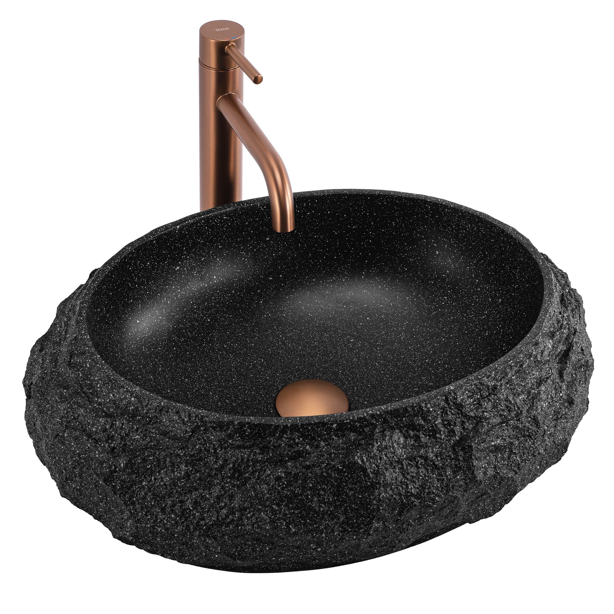 Rea lavabo sobre encimera mika black, 48x38x11,5 cm