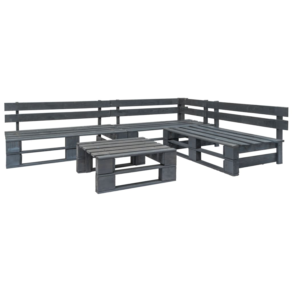 vidaXL set de muebles de palets para jardín 4 piezas madera gris