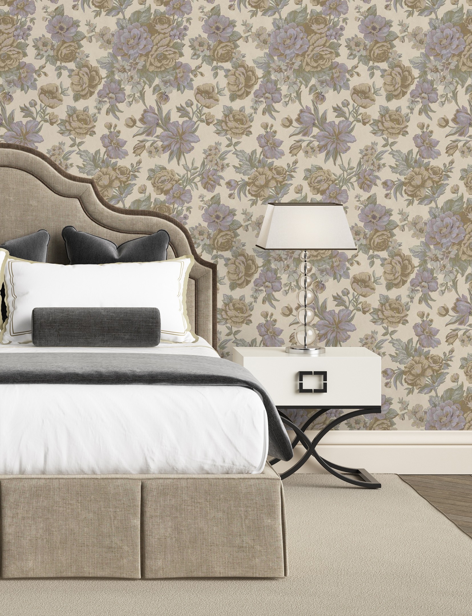 Papel pintado gaulan flores románticas textura de tela tejida en 10.6m²