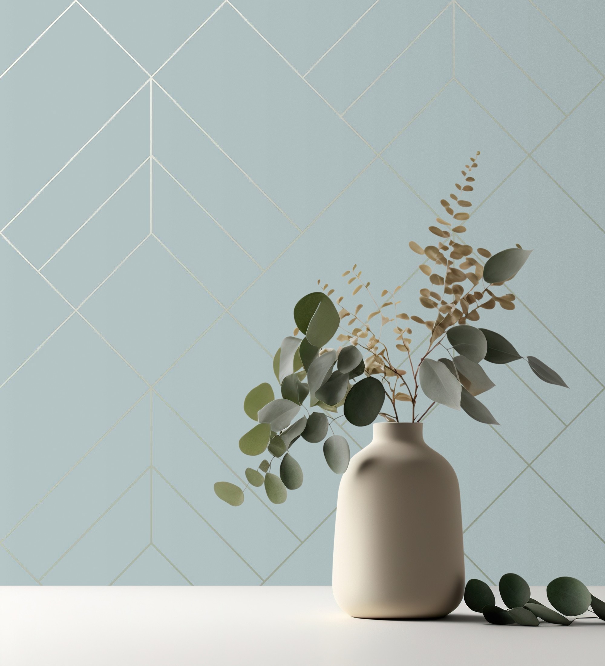 Papel pintado gaulan geométrico de rombos con líneas doradas 5.23m²