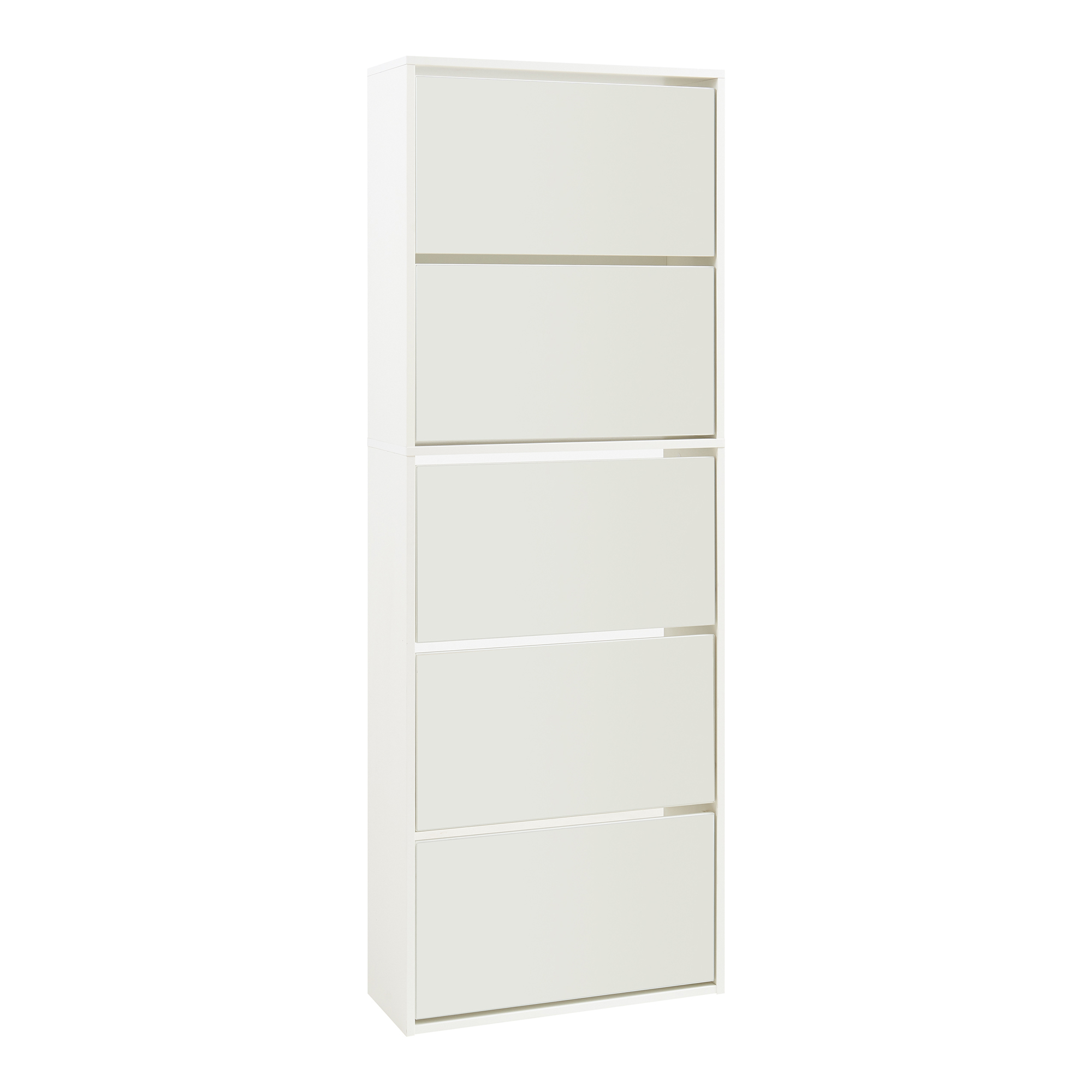 Zapatero con espejo lund con 5 puertas abatibles - blanco [en.casa]
