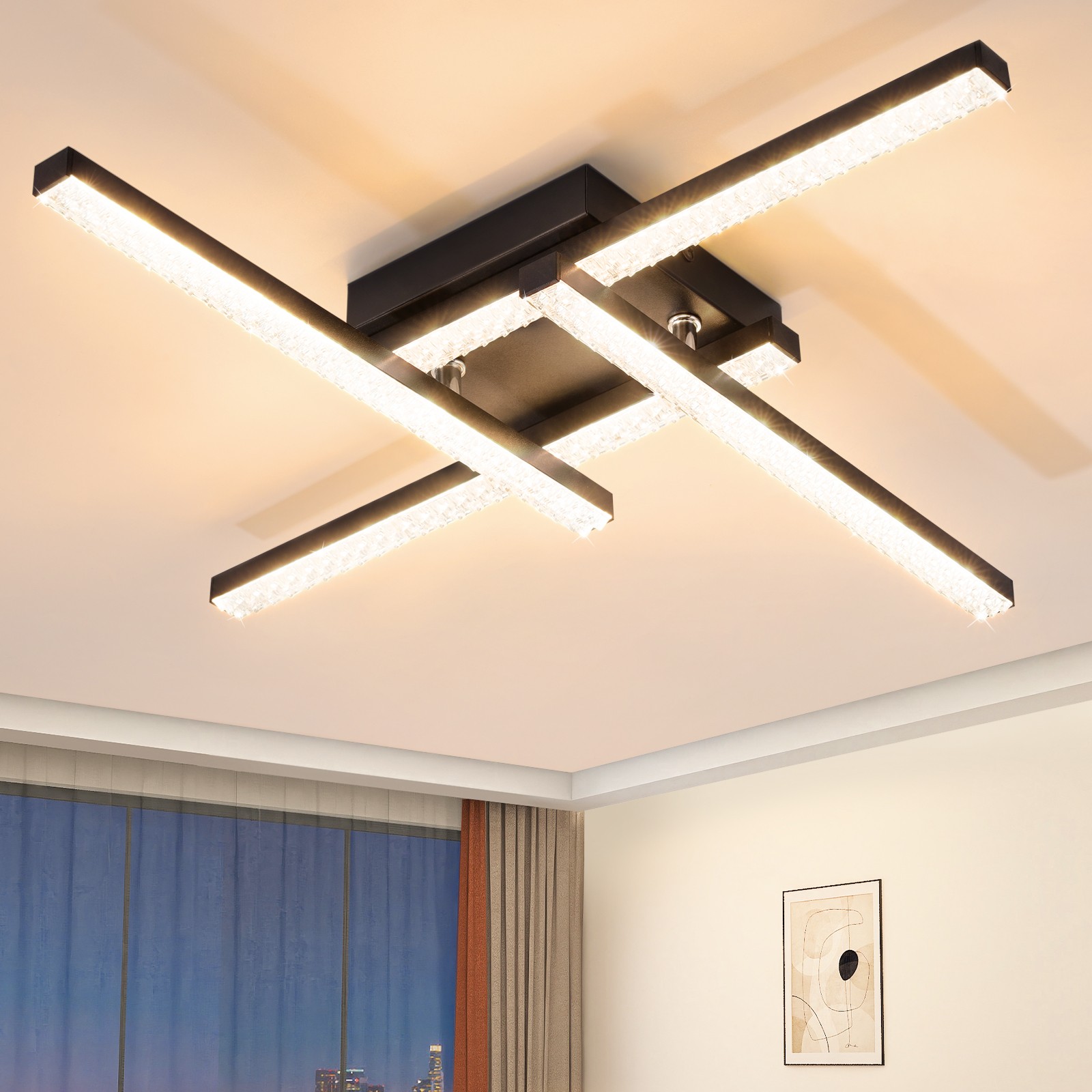 Nettlife plafón LED de diseño moderno 24w negro 3000k blanco cálido