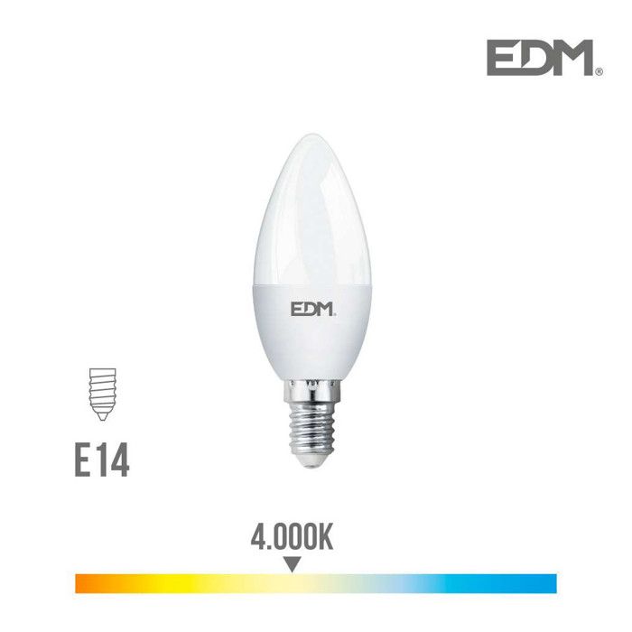 Bombilla vela LED e14 5 w 400 lm 4000 k luz dia ø3,5 x 10