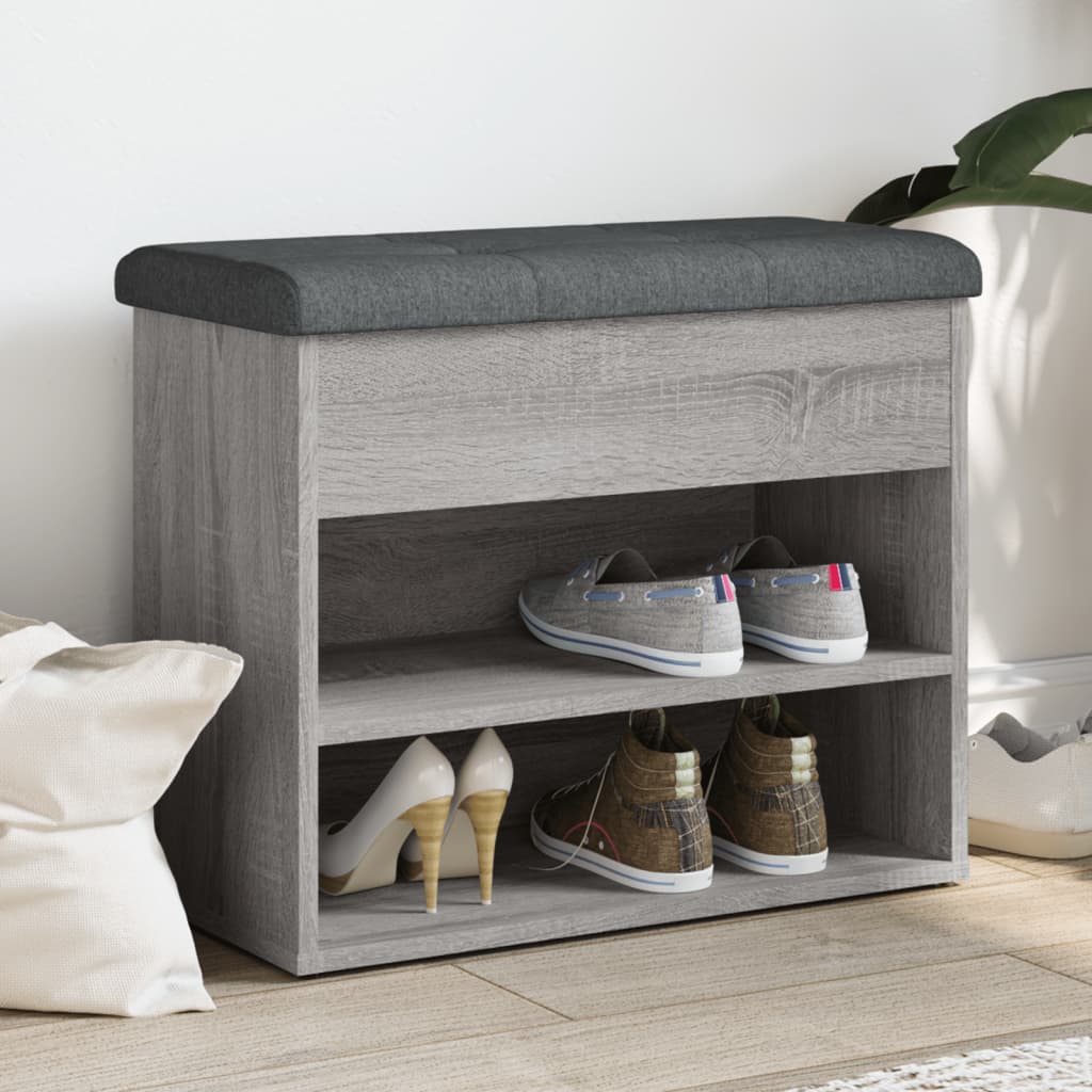 Banco zapatero madera de ingeniería gris sonoma 62x32x50 cm