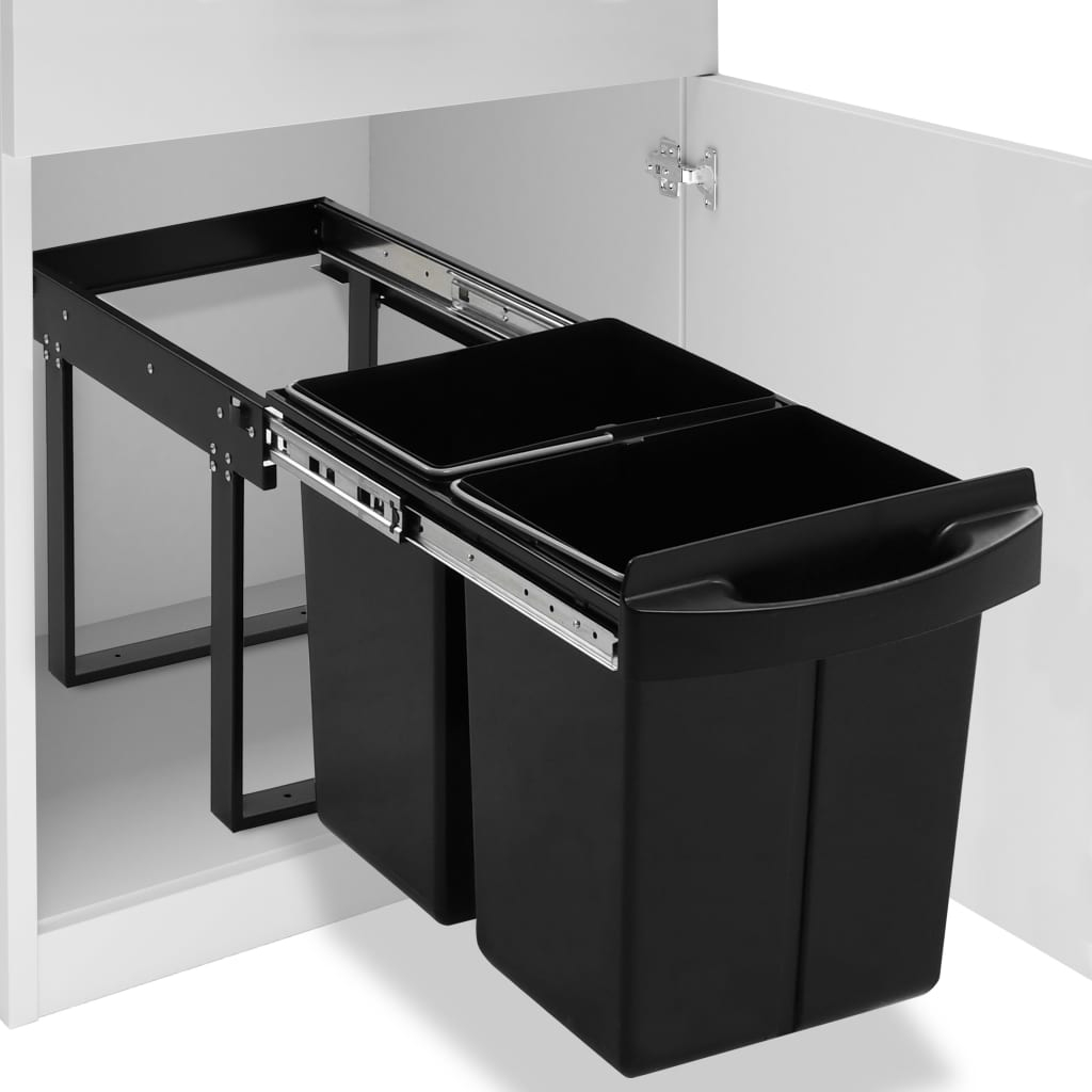 vidaXL cubo de basura de cocina extraíble reciclaje cierre suave 48 l