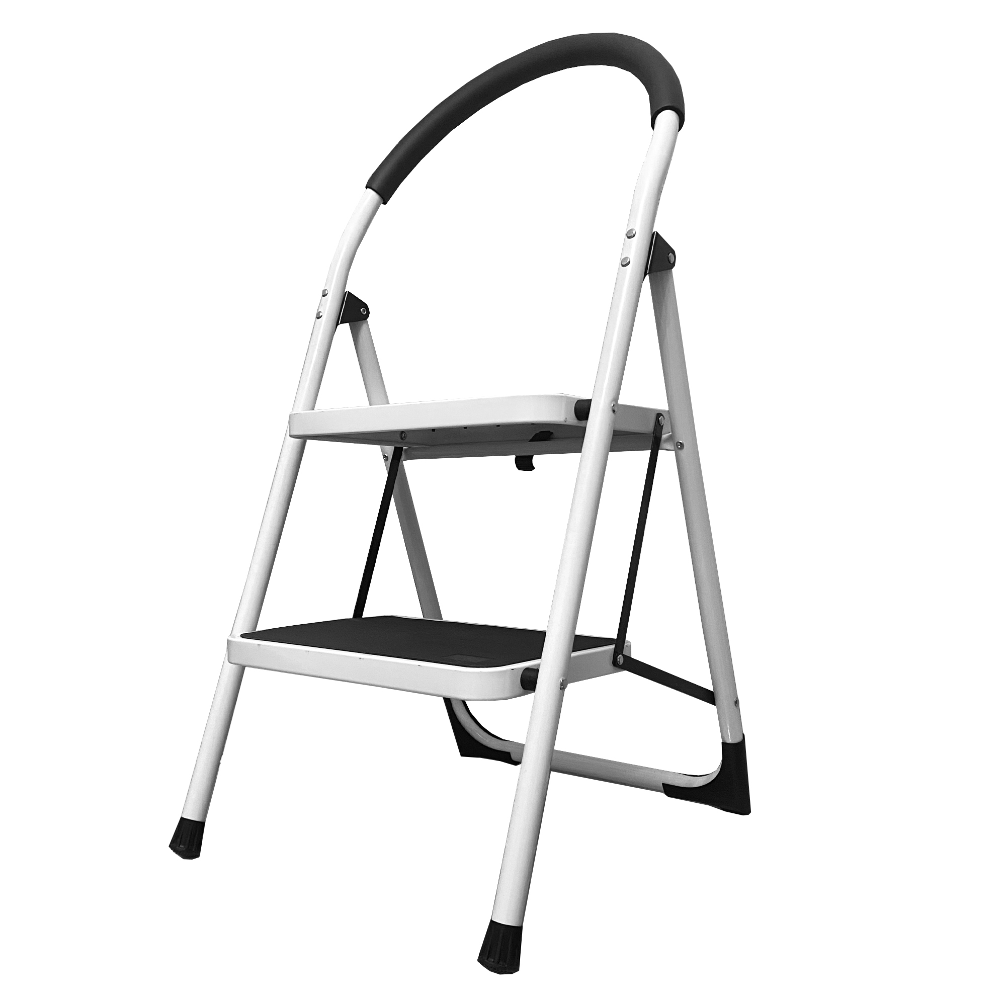Escalera plegable acero 2 peldaños 93x46x50cm antideslizante asa acolchada