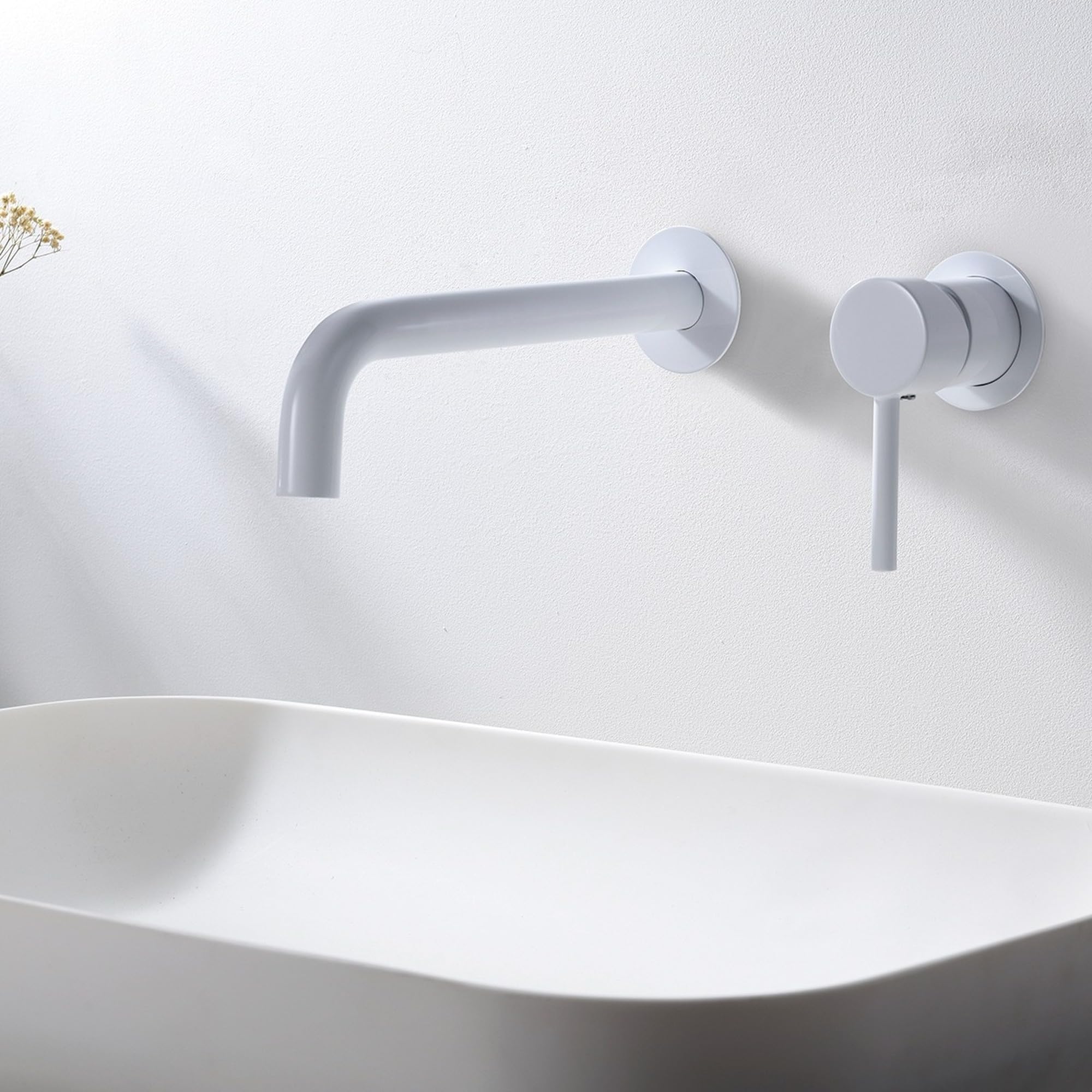 Imex - grifo monomando lavabo empotrado blanco serie etna