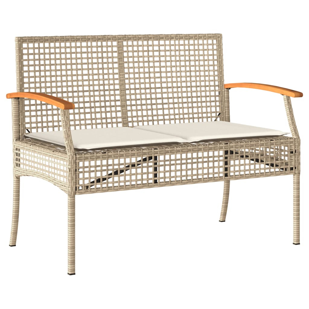 vidaXL banco de jardín con cojín ratán sintético beige y madera acacia