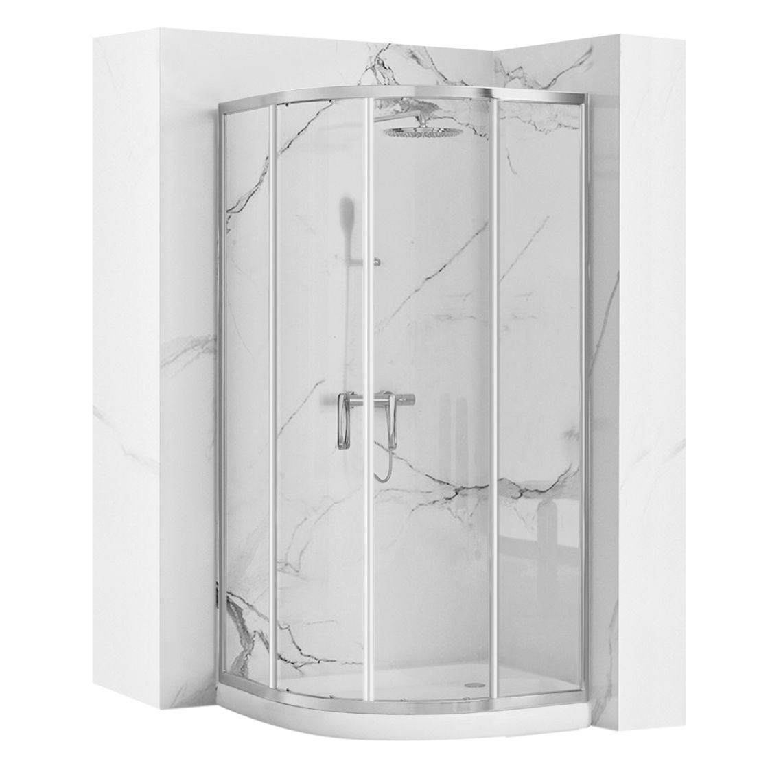 Cabina de ducha rea look chrome 80x80 con plato de ducha look blanco