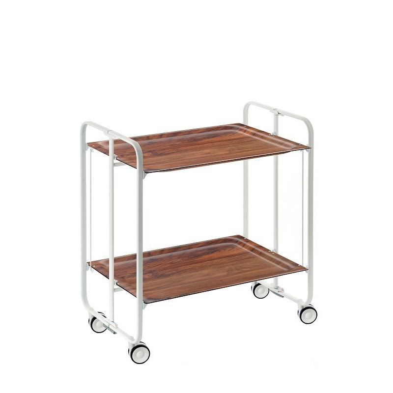 Carrito auxiliar con ruedas bauhaus armazón metálico blanco, 2 bandejas