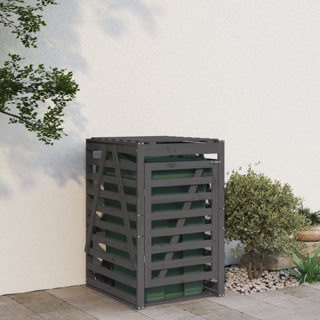 Cobertizo para cubos de basura madera pino gris 84x90x128,5 cm es7659