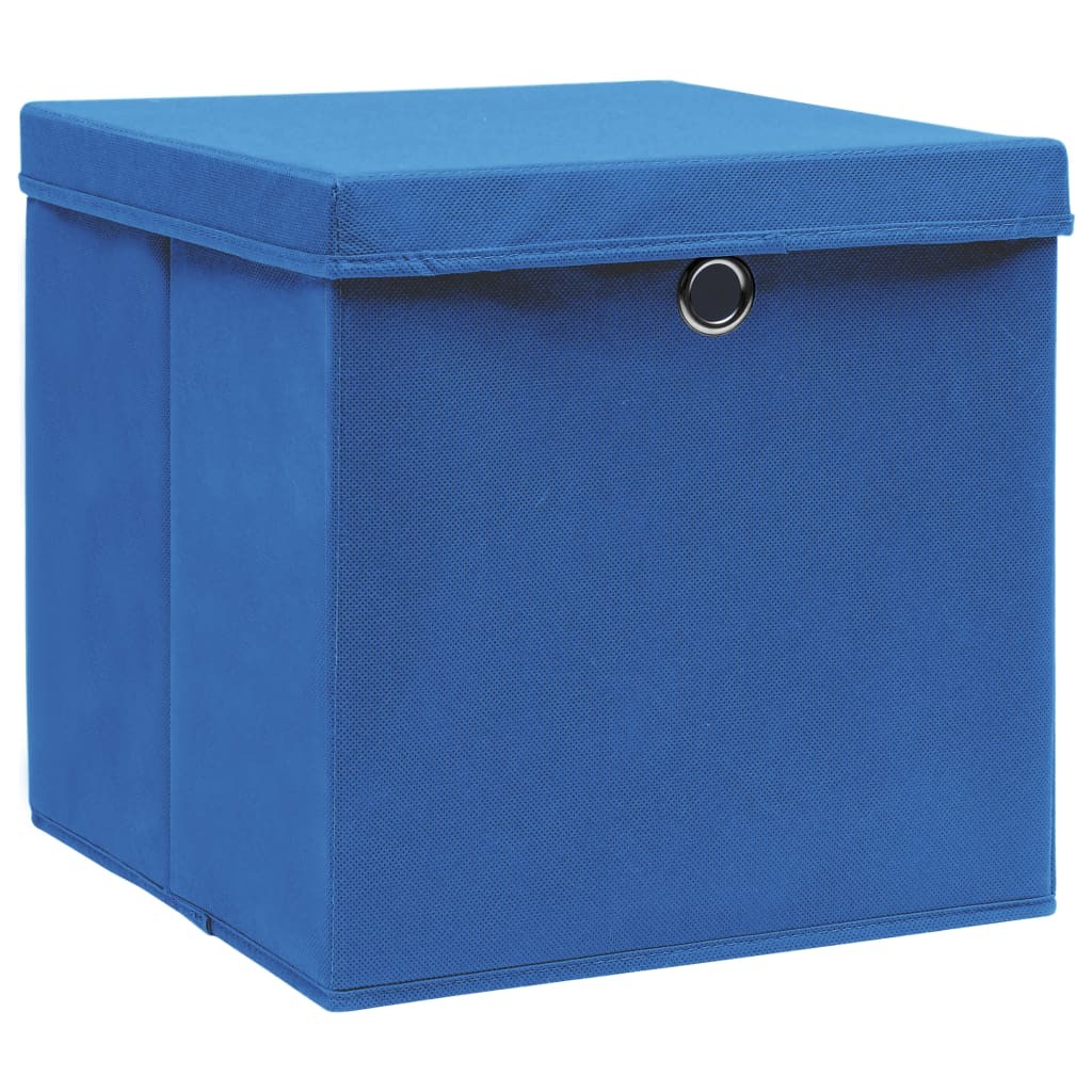 vidaXL cajas de almacenaje con tapas 10 uds tela azul 32x32x32 cm