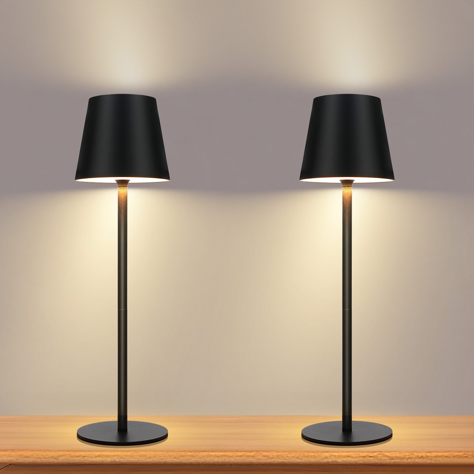 Nettlife lampara de mesa LED negro 11x11(2er-set) ip54