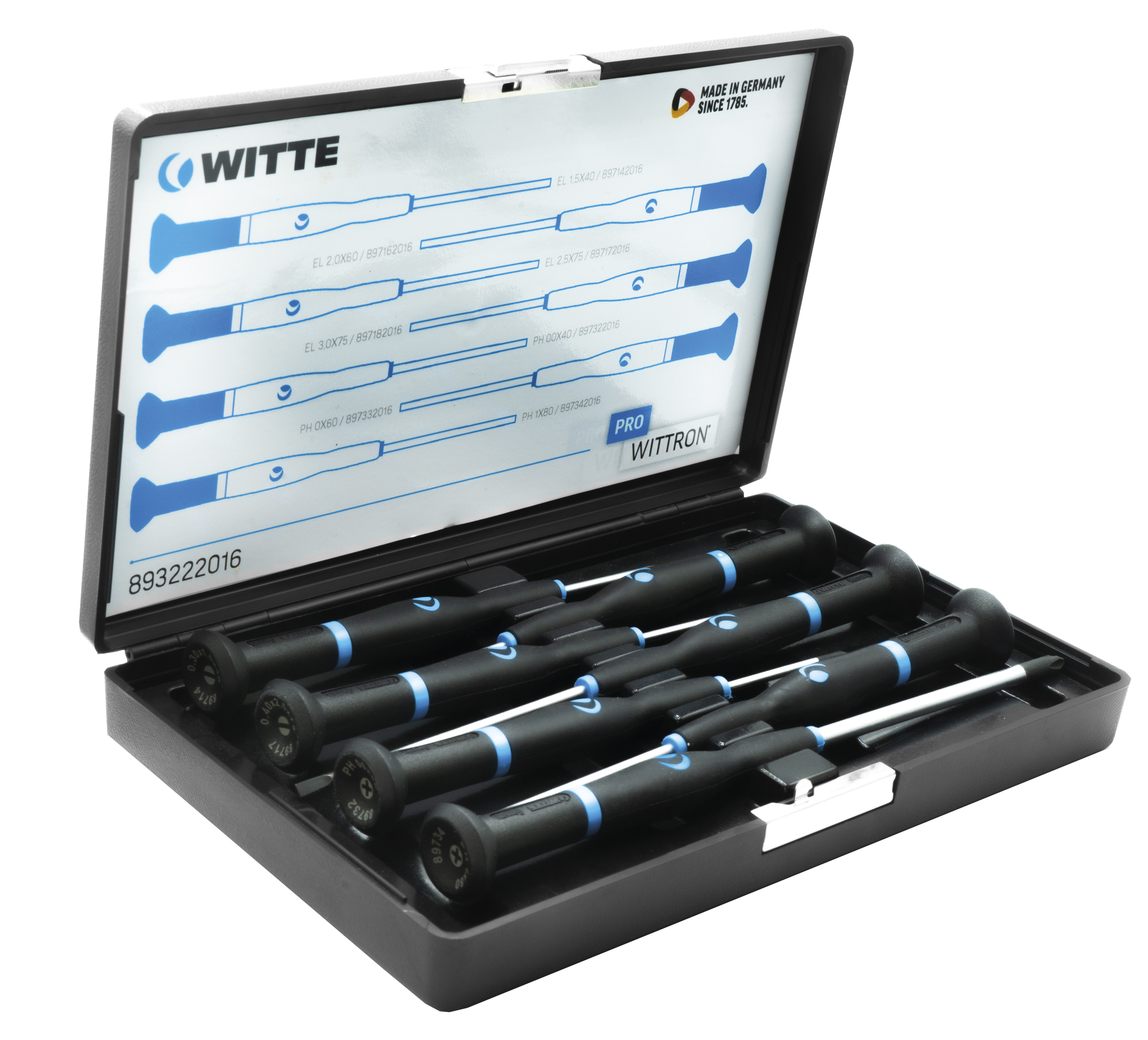 Witte-89323-juego de 7 destornilladores de precisión wittron en estuche de