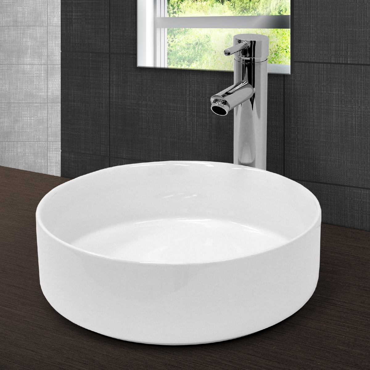 Lavabo de baño ø 355 x 120 mm blanco ecd germany