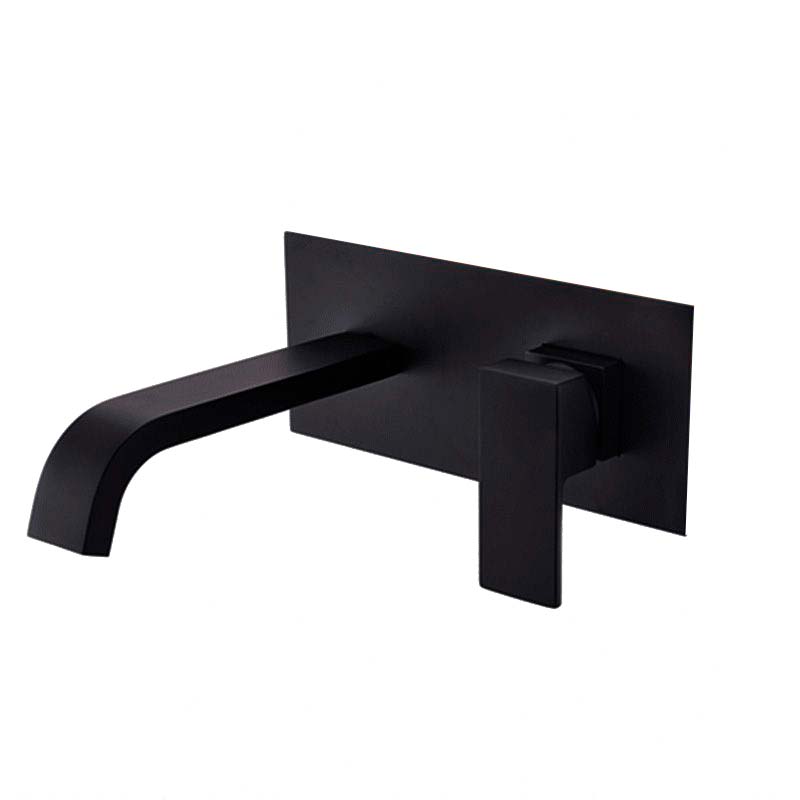 Valaz grifo de lavabo empotrado cuadrado negro mate con caño 21cm