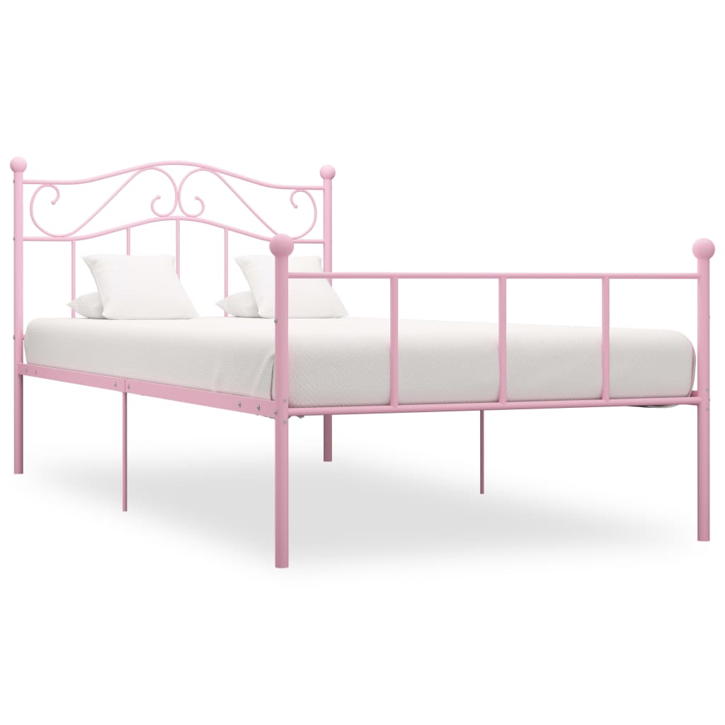Cama 100x200 cm metal rosa
