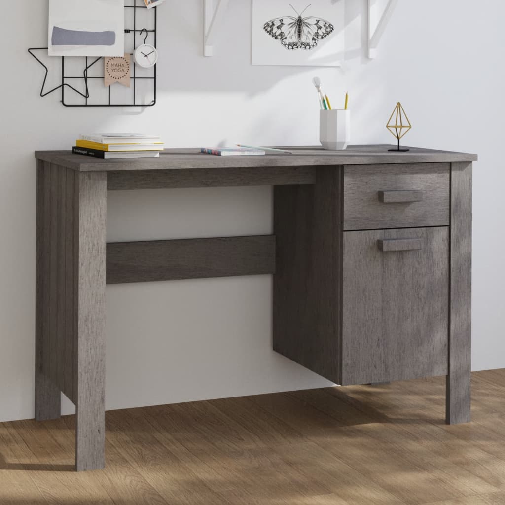 Escritorio hamar madera maciza de pino gris claro 113x50x75 cm
