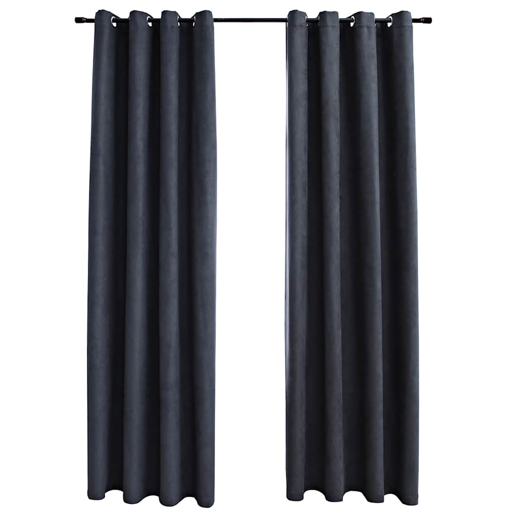 vidaXL cortinas opacas con aros de metal 2 piezas antracita 140x245 cm