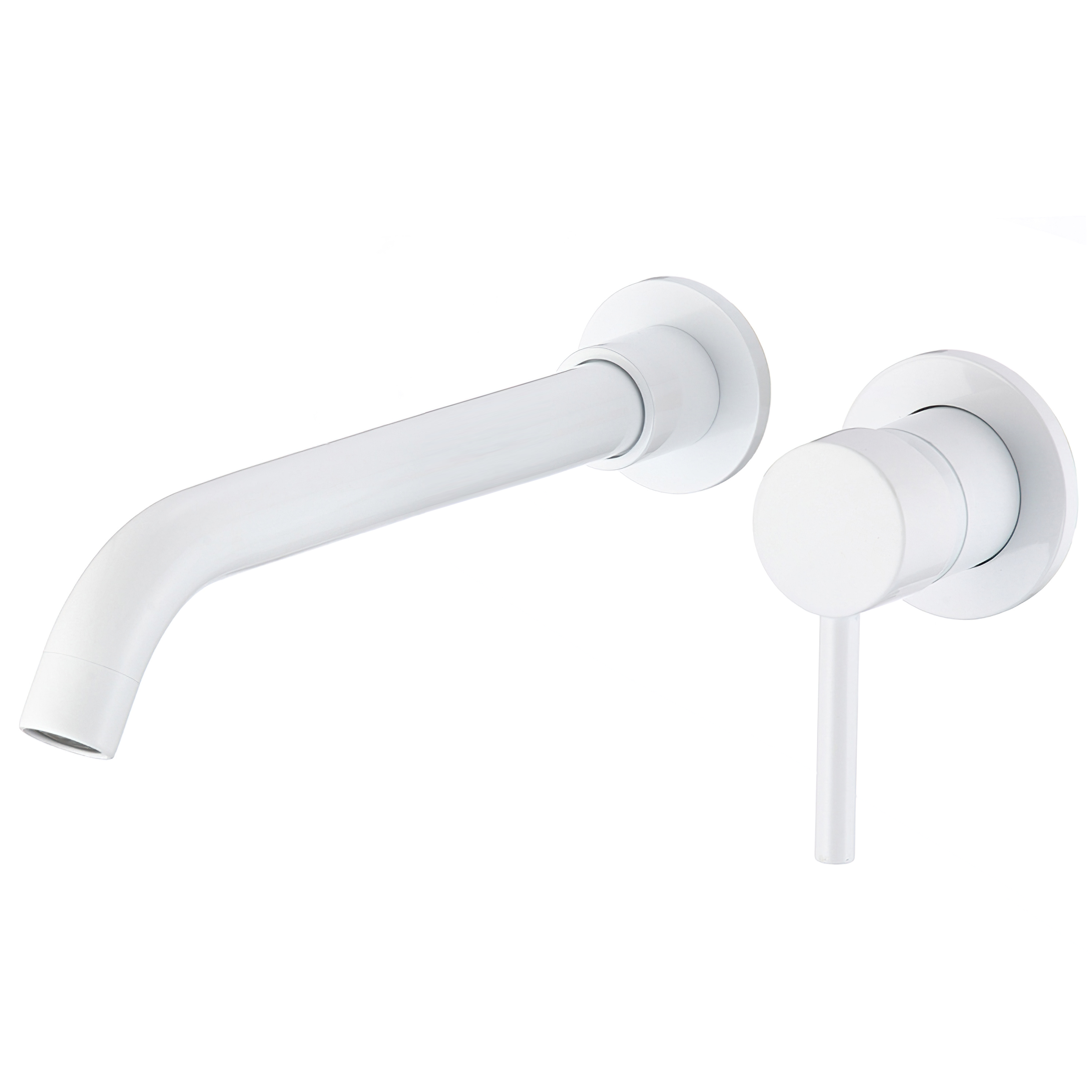 Valaz grifo lavabo empotrado redondo monomando blanco caño 26cm