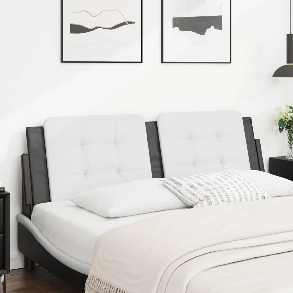 Cabecero de cama acolchado cuero sintético blanco negro 160 cm eso8142