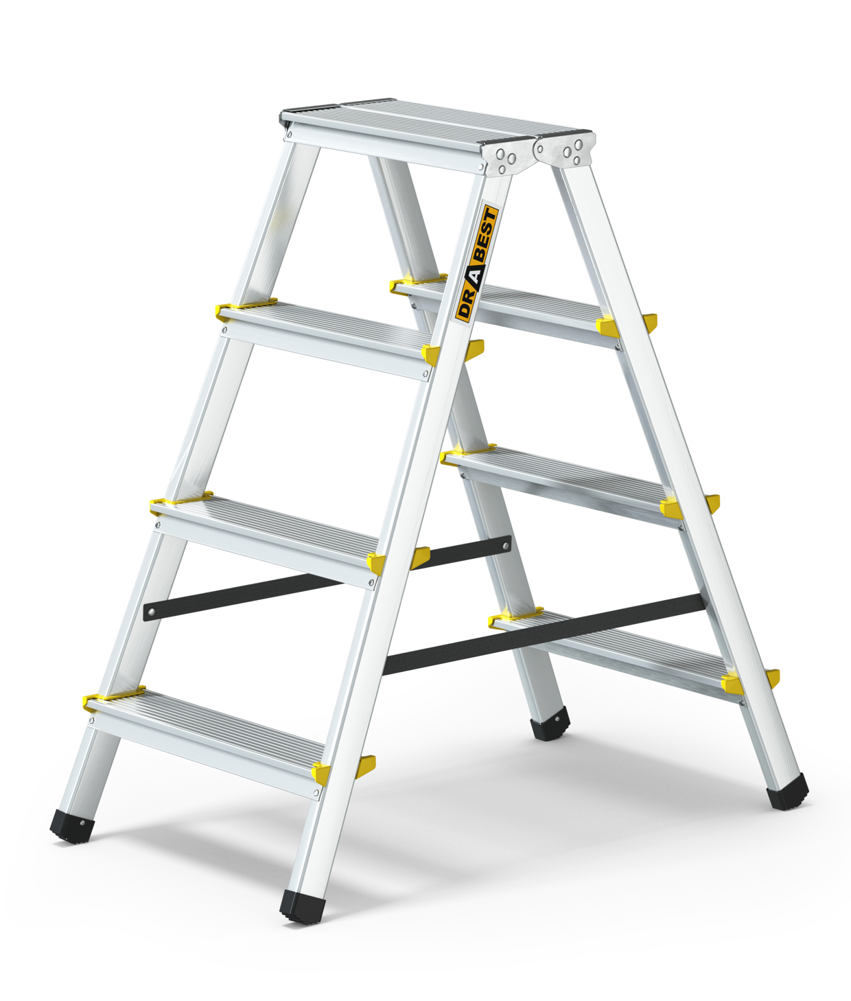 Escalera aluminio de tijeras doble subida de 4 peldaños