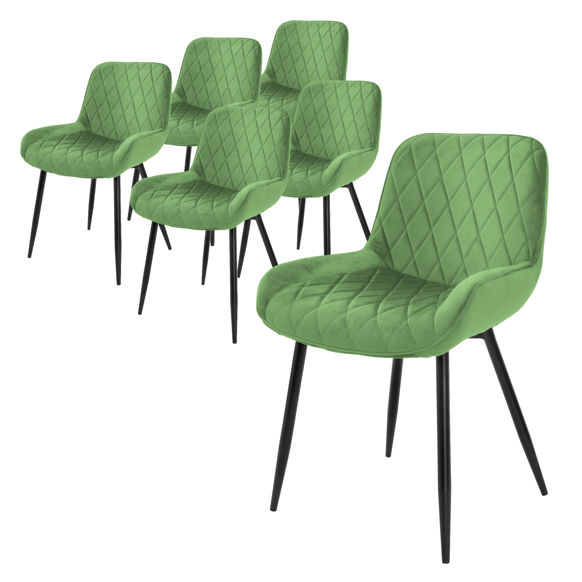 Set 6x silla de comedor/salón de terciopelo verde salvia 84cm
