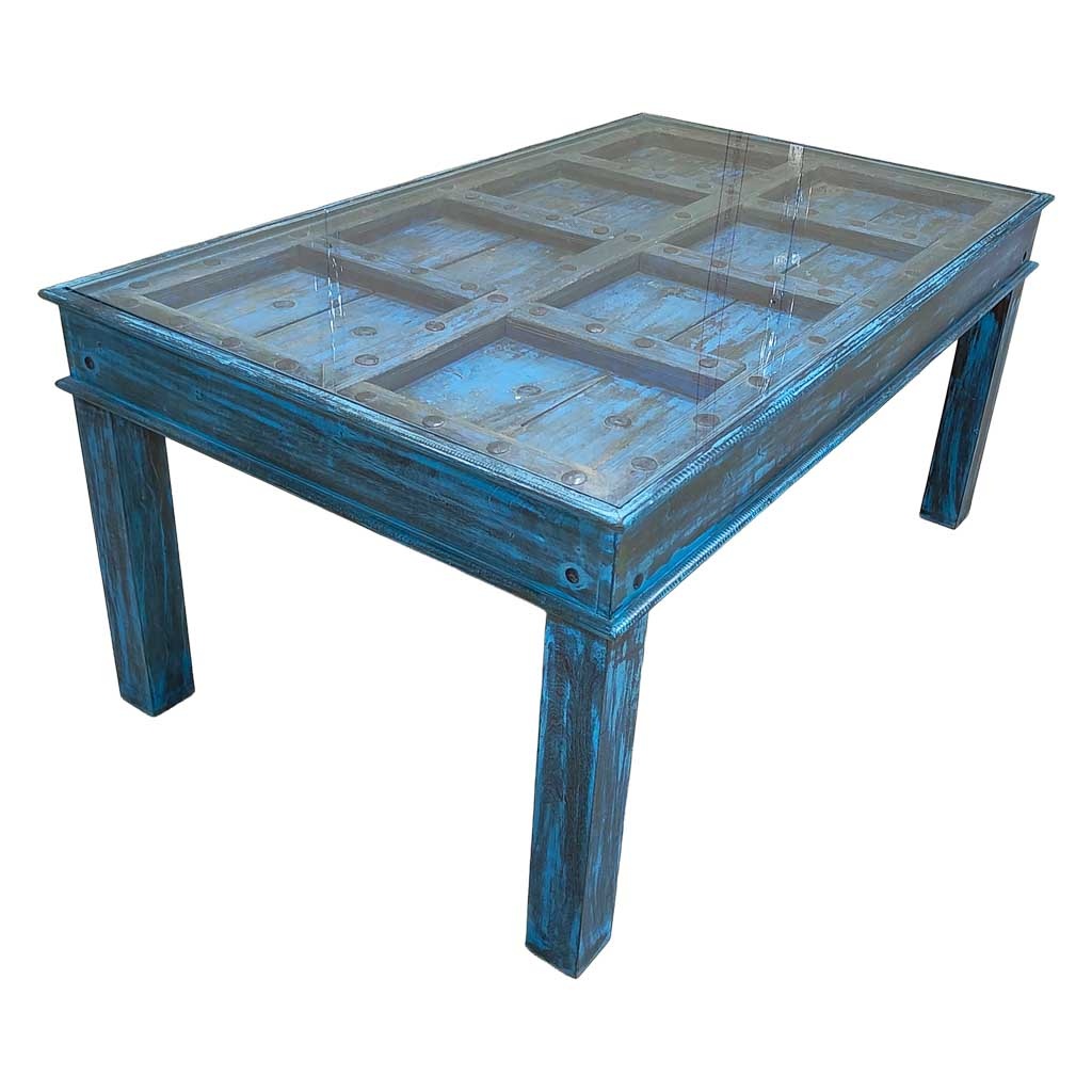 Mesa de madera artesanal 164x101x76h cm