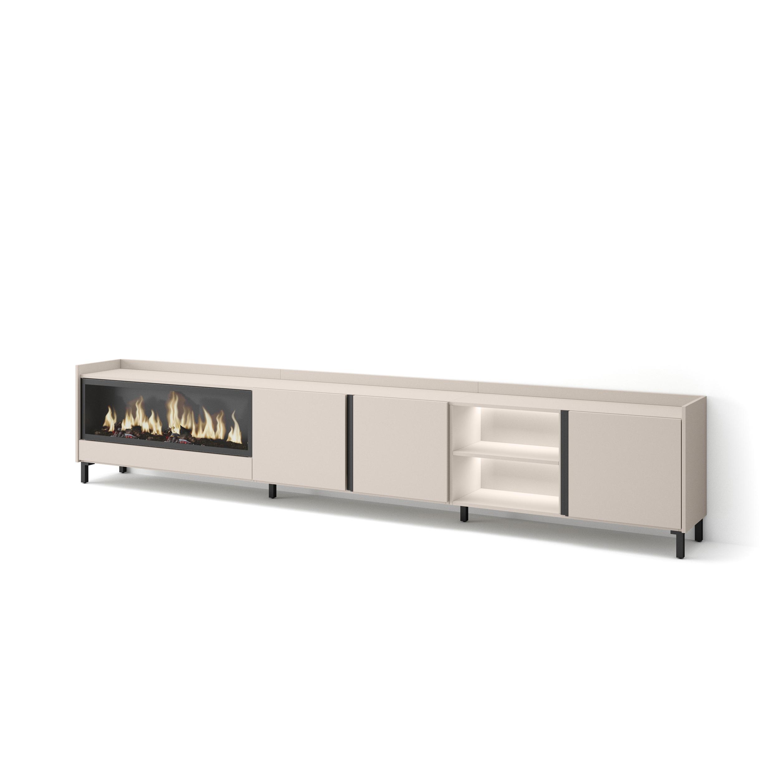 Mueble tv, 315x35x61cm, chimenea eléctrica xxl, LED rf4781