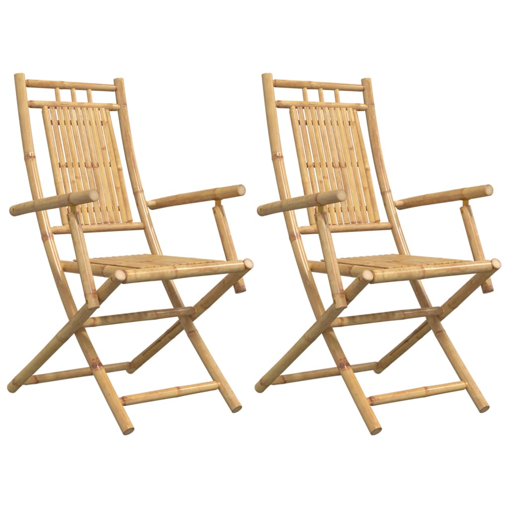 vidaXL sillas de jardín plegables 2 unidades bambú 53x66x99 cm