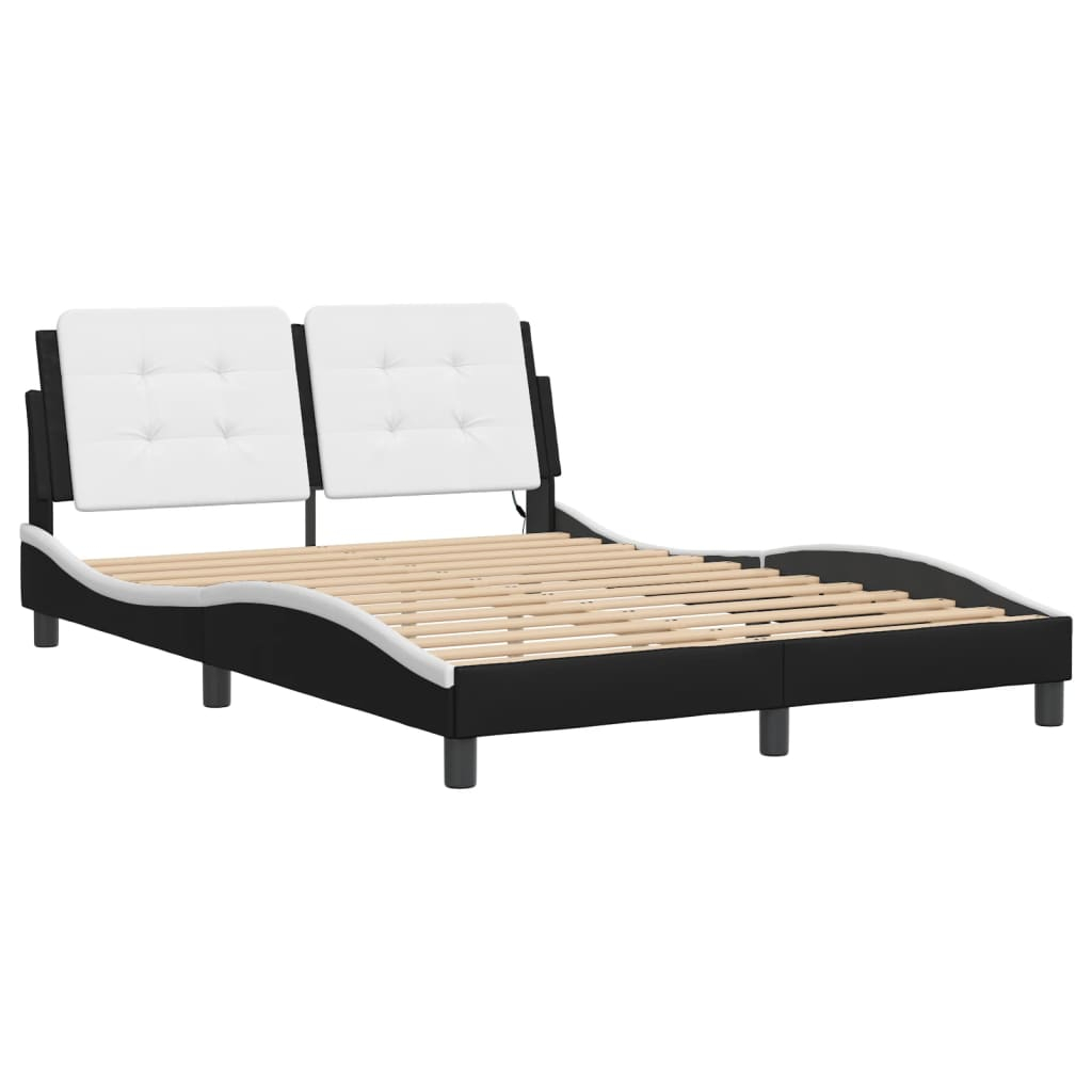 vidaXL estructura de cama con LED sin colchón zadar negro blanco 140x200 cm
