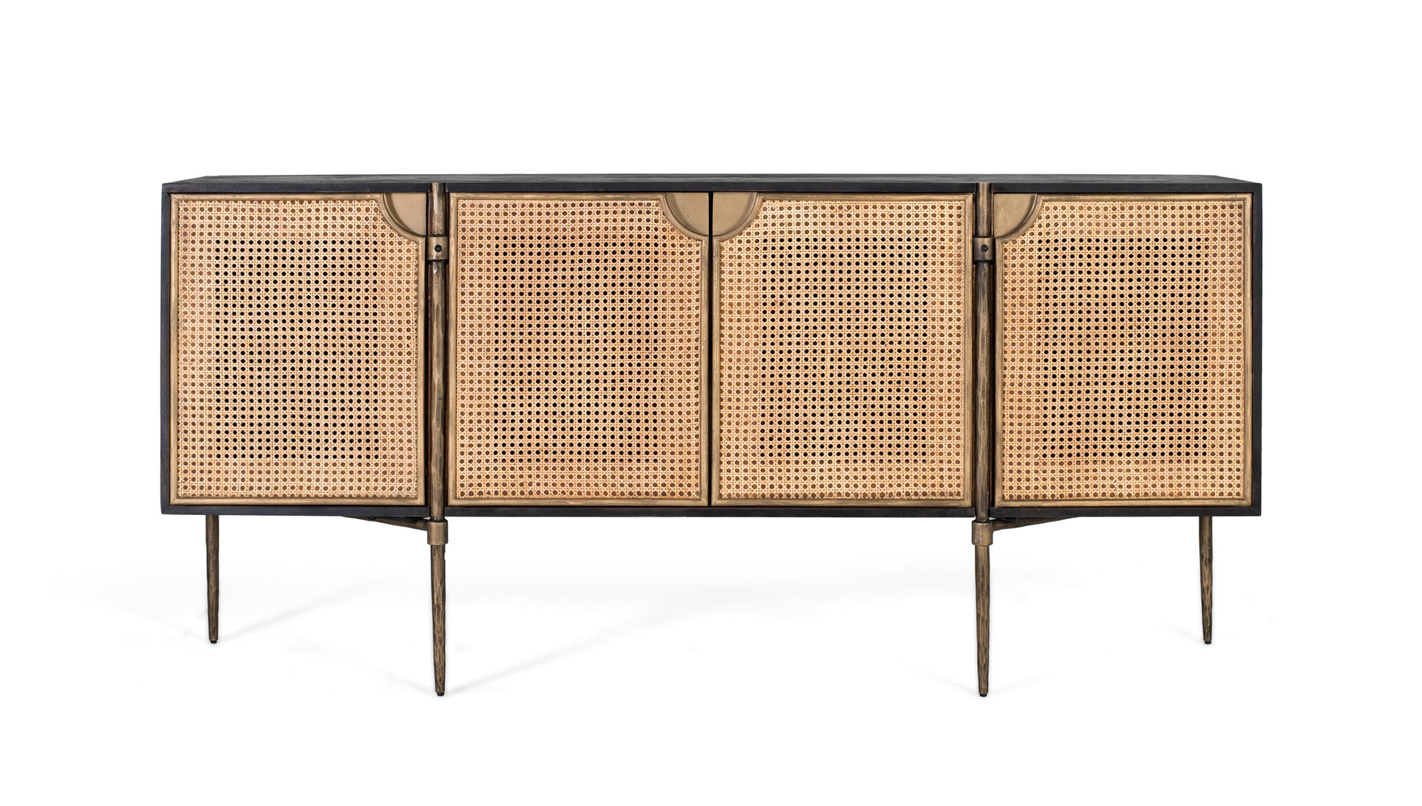 Aparador avenue de madera de mango y hierro en color negro y bronce 185 cm