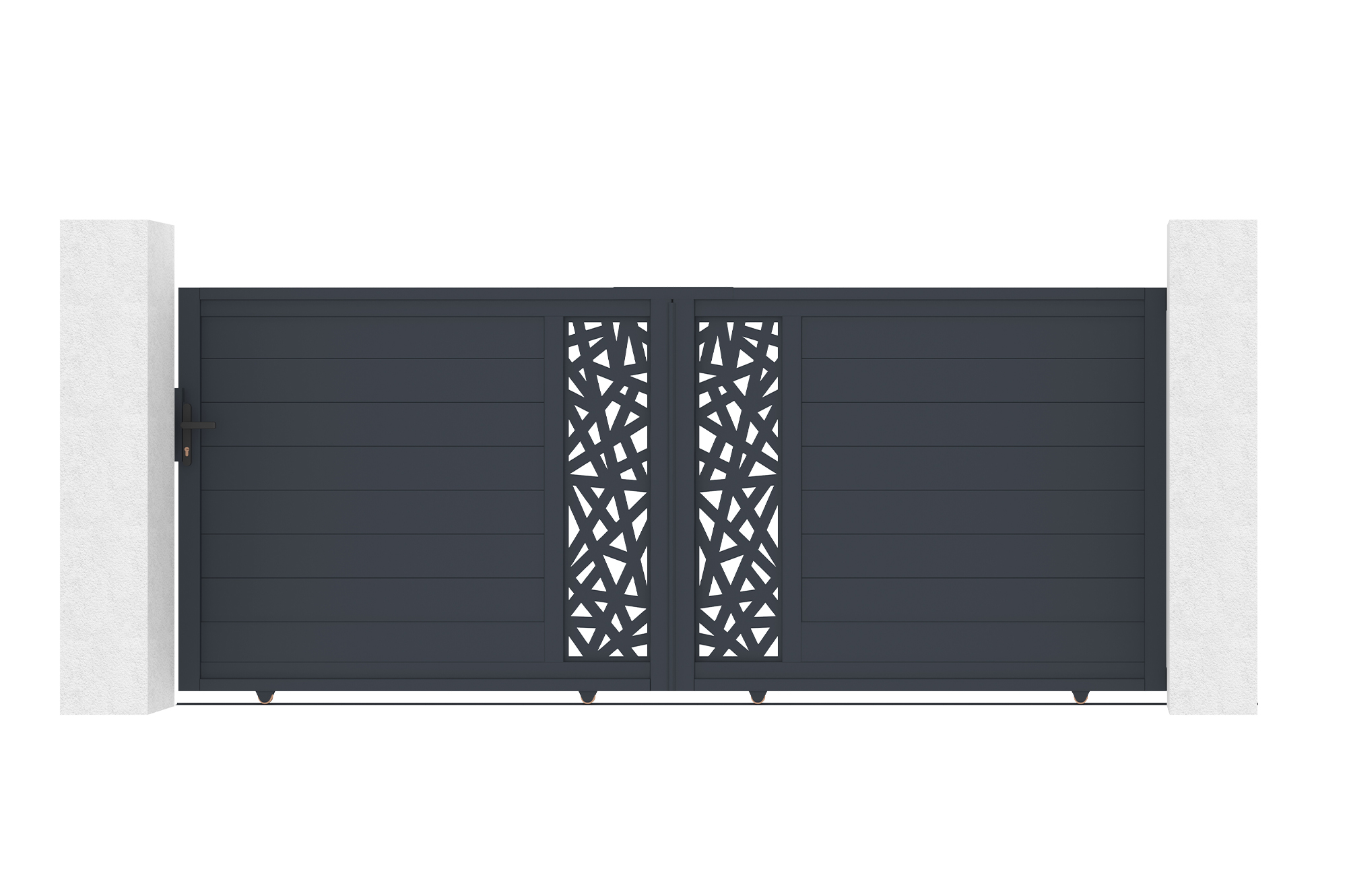 Puerta corredera ruivo aluminio gris 3,5x1,4 m