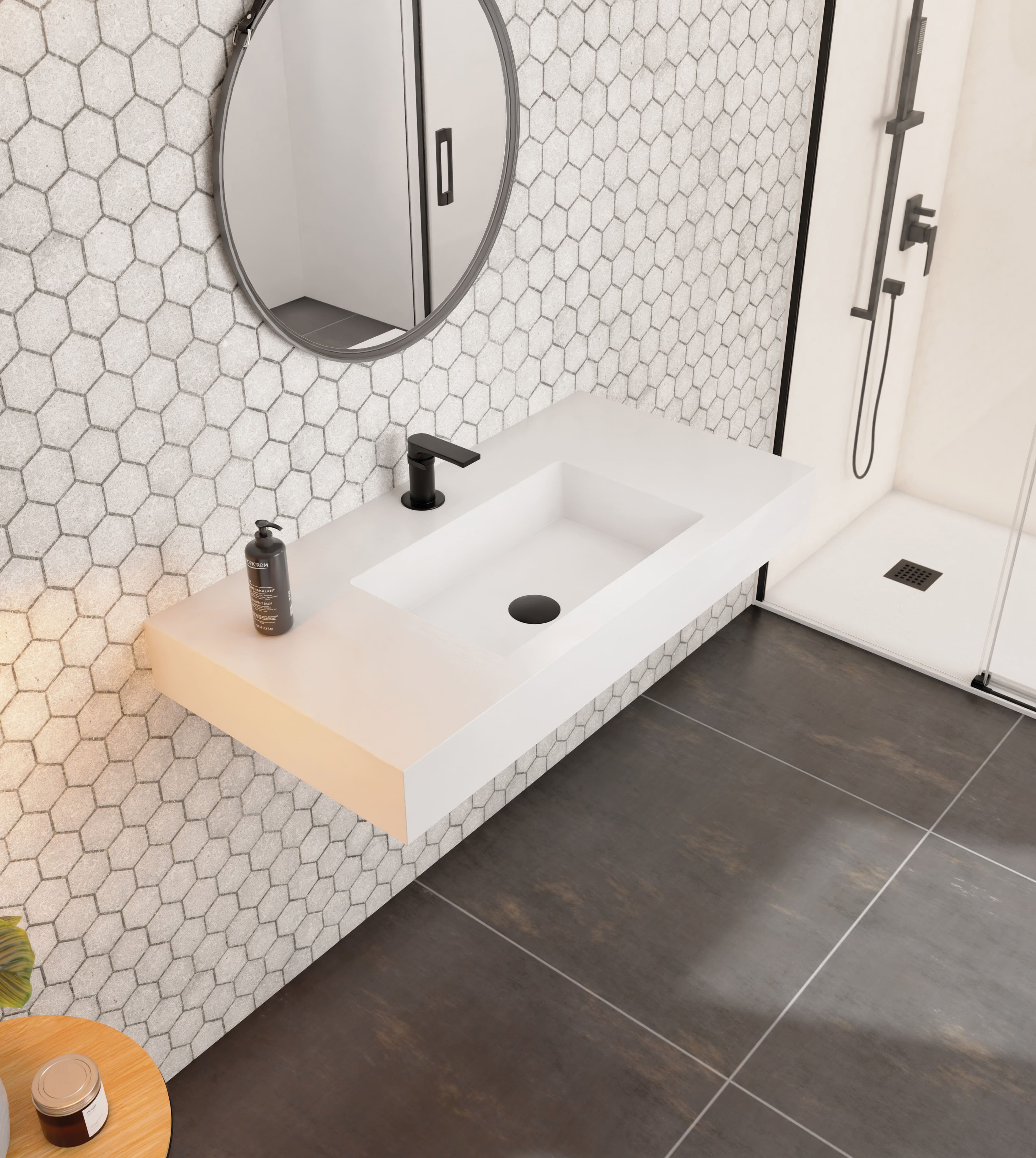 Lavabo suspendido de resina blanco 80 cm bellobath