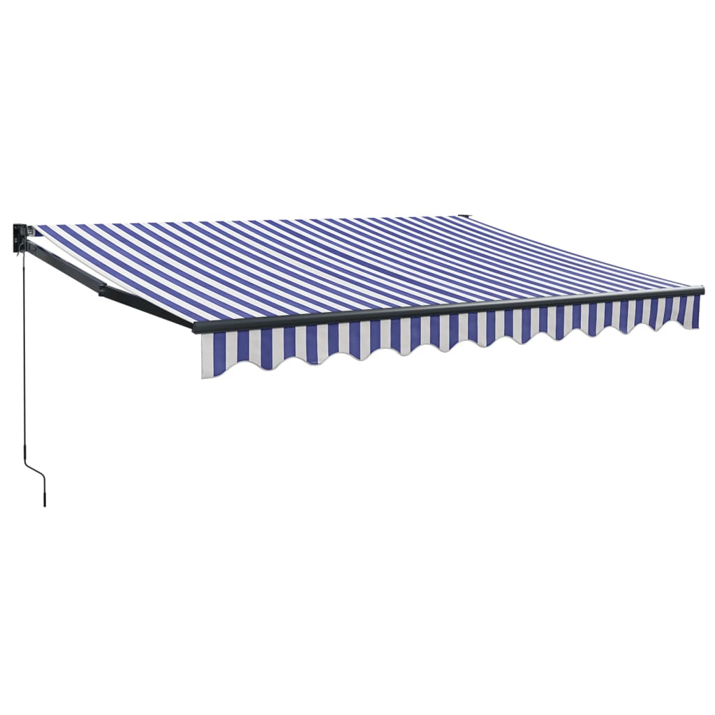 vidaXL toldo retráctil aluminio y tela azul y blanco 3,5x2,5 m