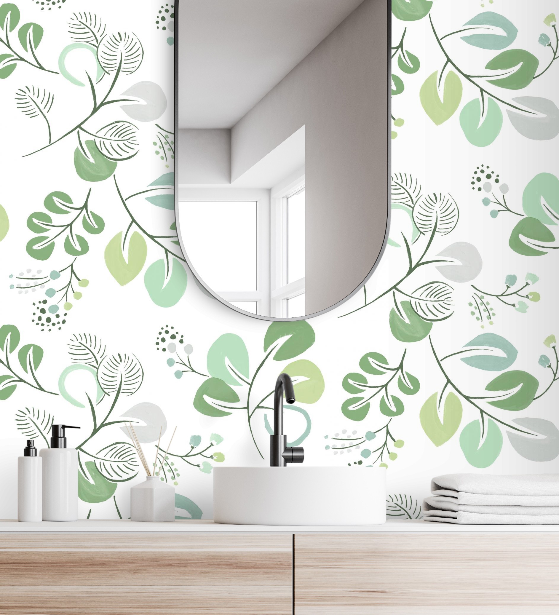Papel pintado gaulan de hojas de estilo nórdico tonos 5.23m²