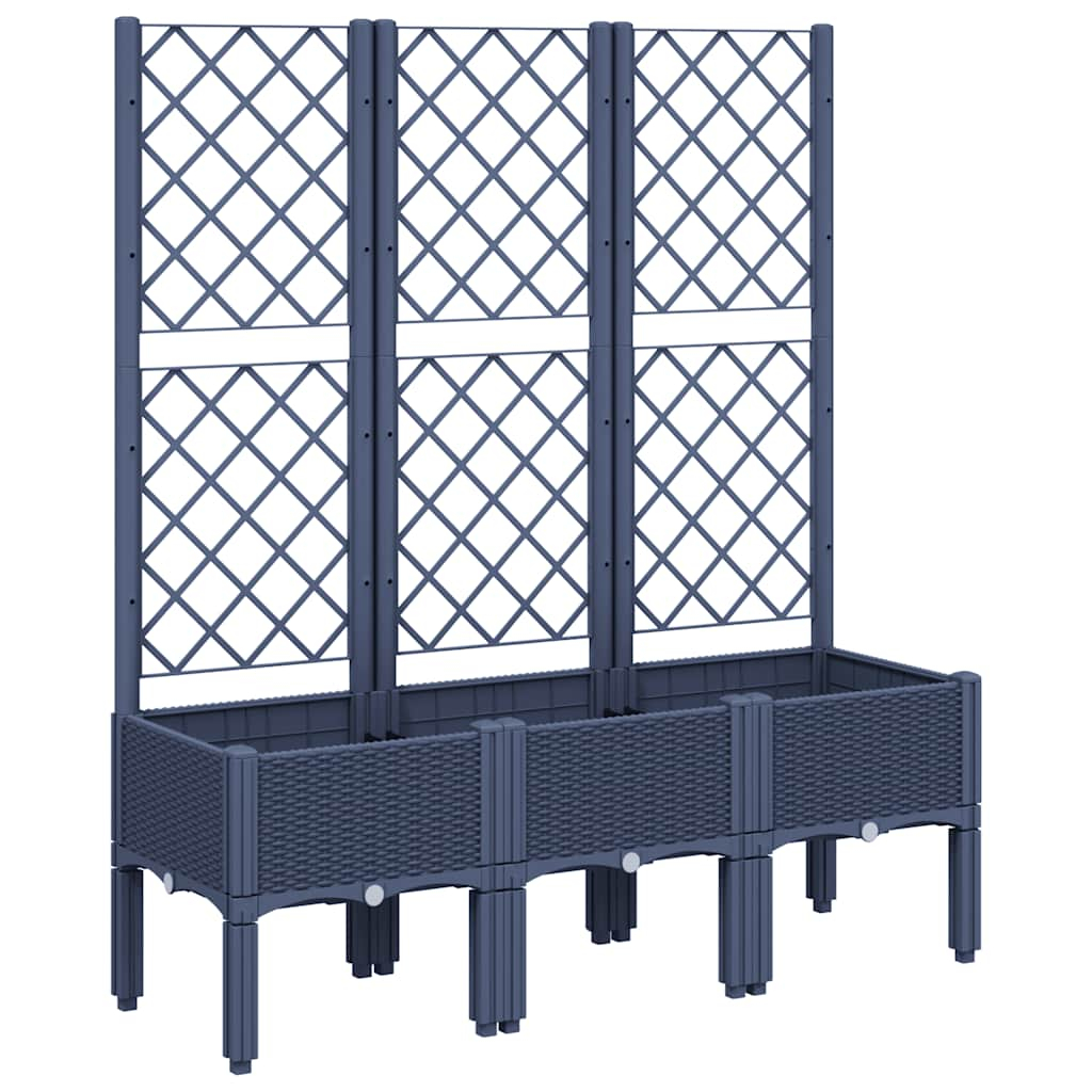 vidaXL jardinera con enrejado pp azul gris 120x40x142 cm