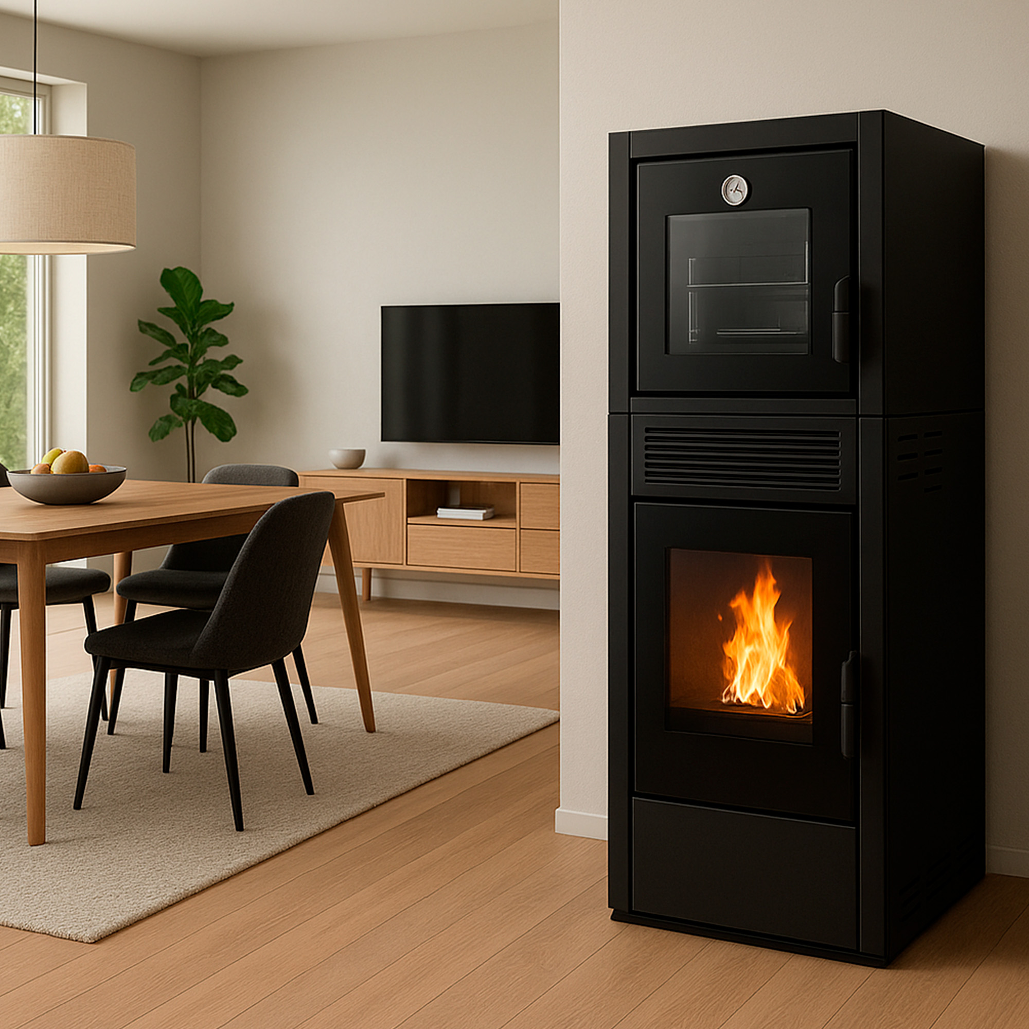 Estufa de pellets con horno sannover ardoria 13 kw + kit de instalación