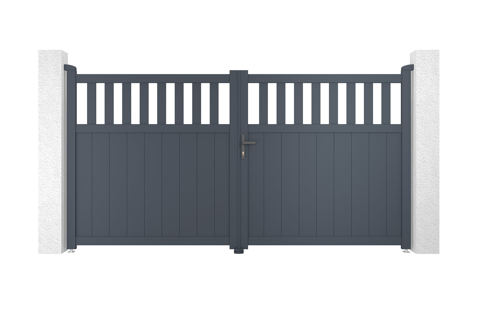 Pack puerta batiente santis 3m a.160cm + 2 postes a.190cm gris