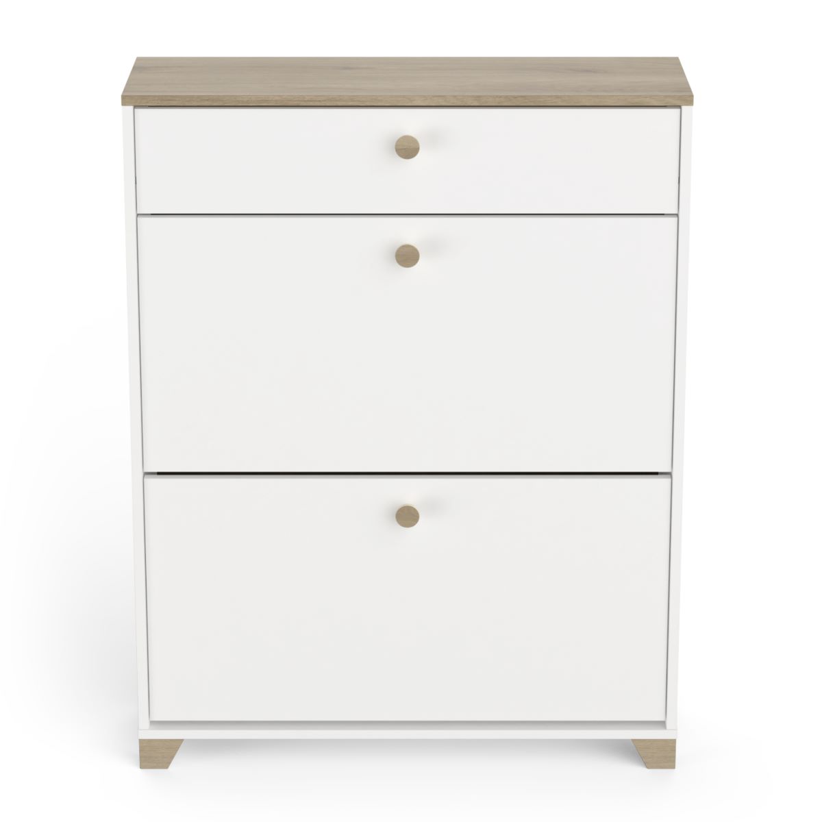 Mueble zapatero de 2 puertas y 1 cajón decor roble y blanco - l80,8 cm