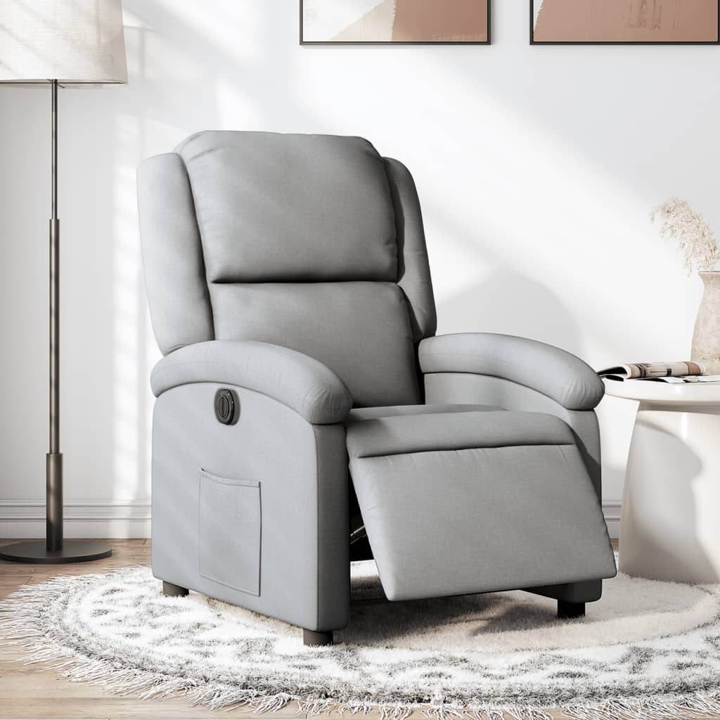Sillón reclinable eléctrico tela gris claro qweo6703