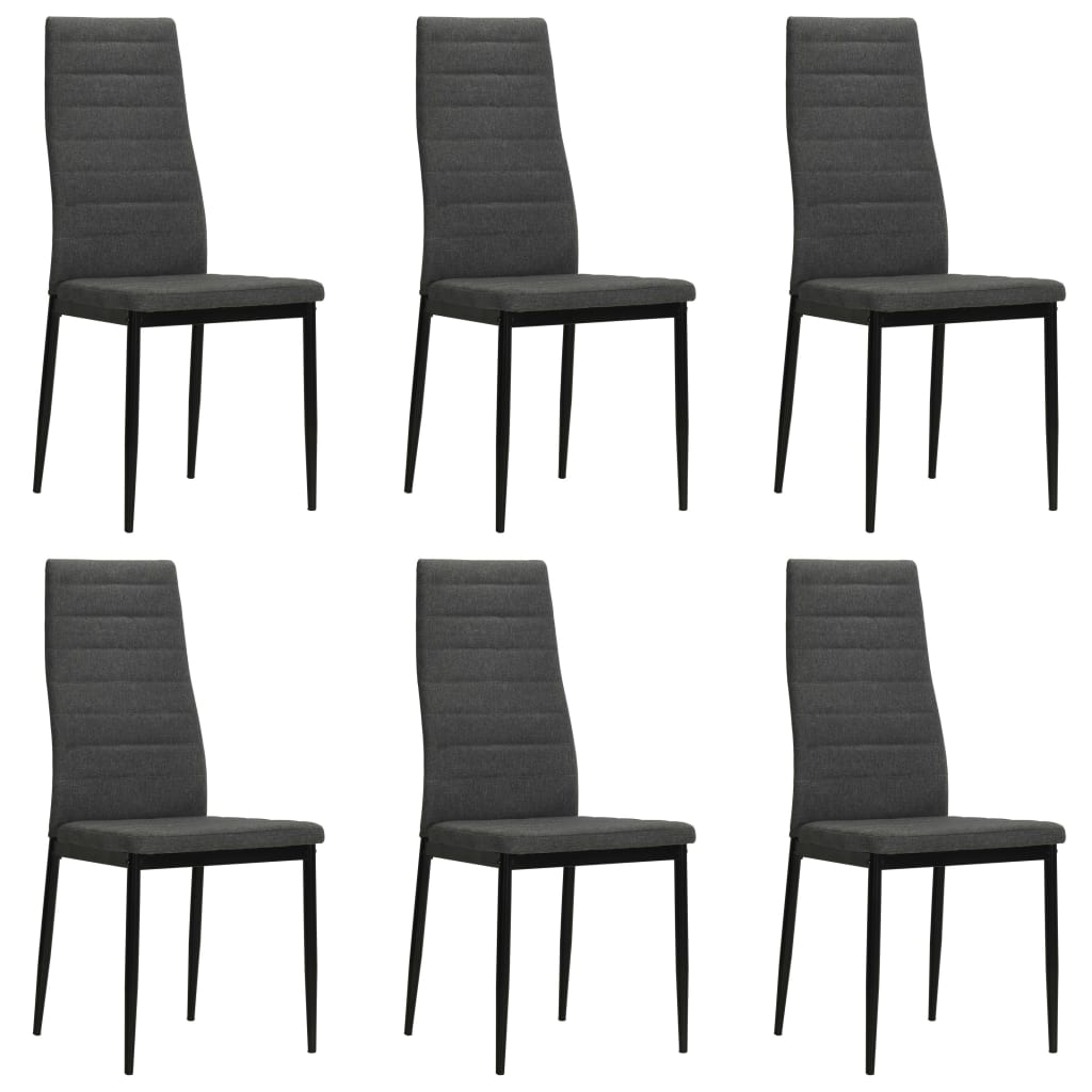 Sillas de comedor 6 unidades tela gris oscuro qweo7078