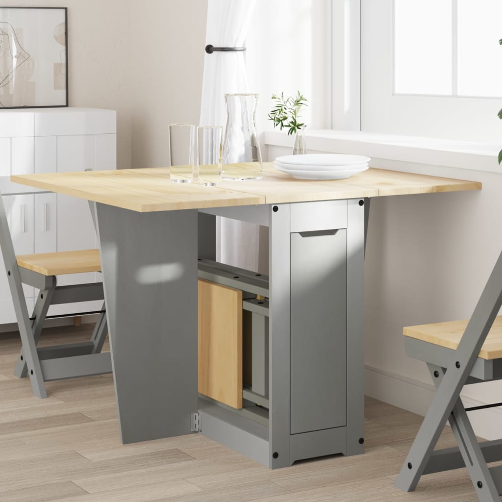 Mesa de comedor plegable mariposa corona madera maciza gris oif358180