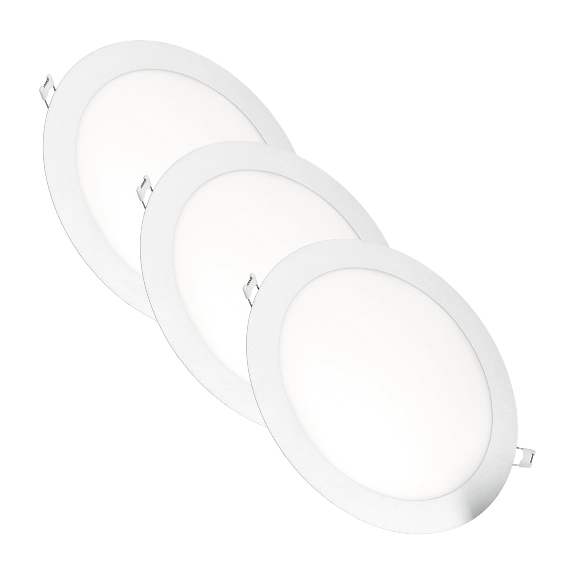 3x downlight LED 18w redondo, de empotrar, luz fría 5000k, hueco 200-205mm